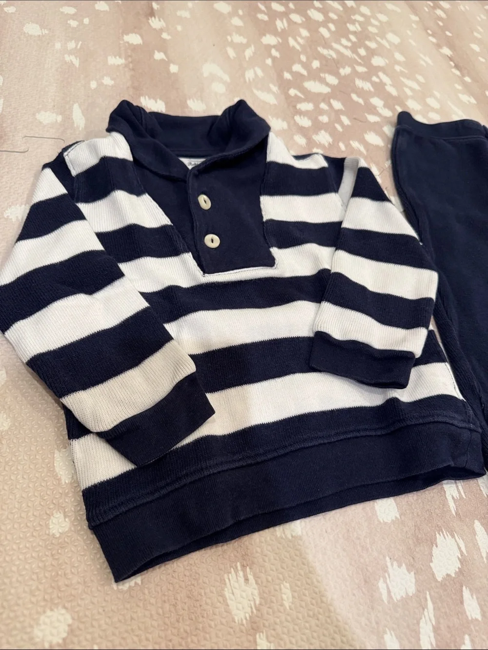 Ralph Lauren Boys 24M Striped Shawl Collar Sweater & Pants Set